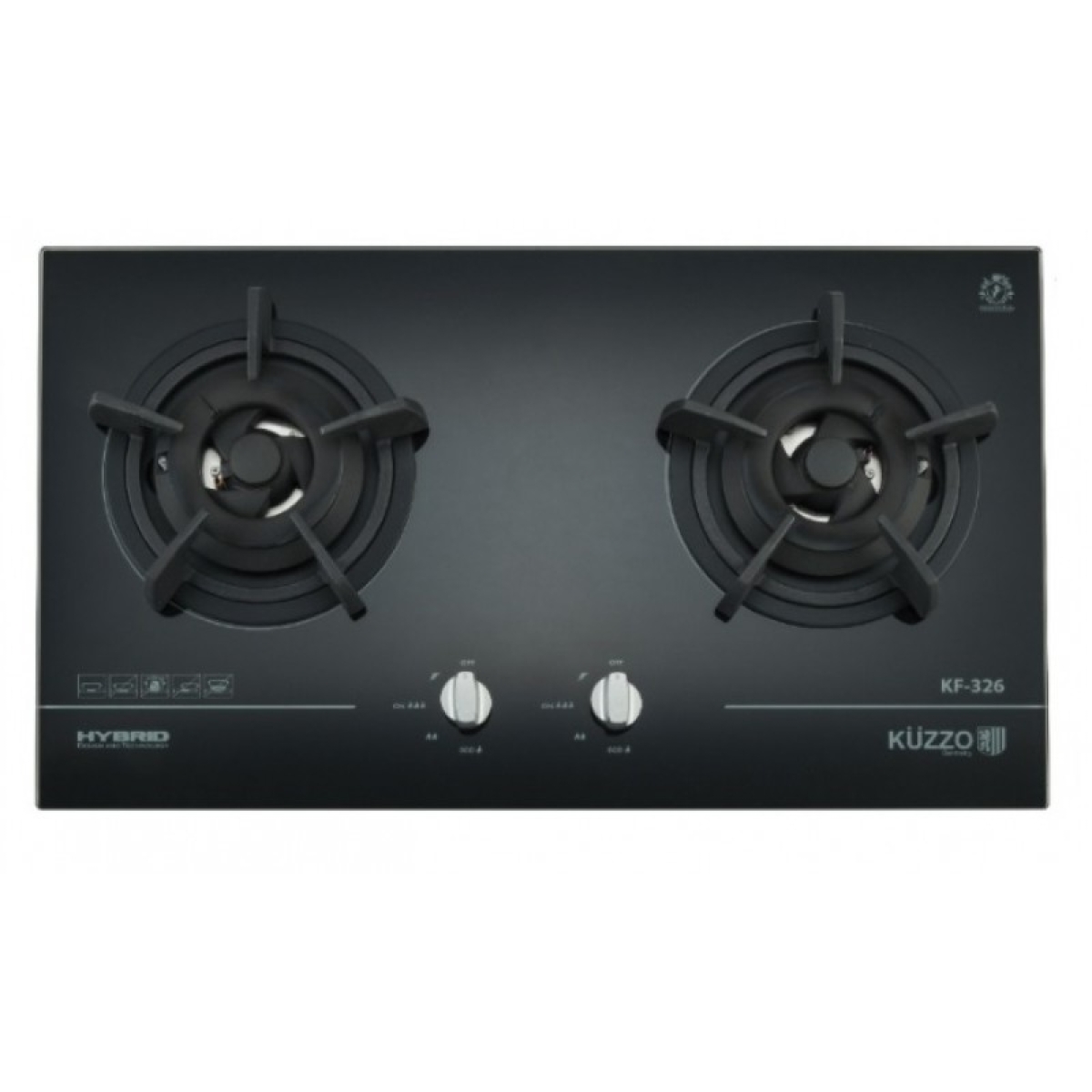 Kuzzo 德國德信 KF-326TG 75厘米 嵌入式雙頭煤氣煮食爐 (ISO9001優質認証) (專利電子點火設計 + 獨立中心火 + 鍛鑄雙環火密封式爐頭)