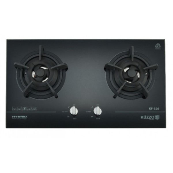 Kuzzo 德國德信 KF-326TG 75厘米 嵌入式雙頭煤氣煮食爐 (ISO9001優質認証) (專利電子點火設計 + 獨立中心火 + 鍛鑄雙環火密封式爐頭)