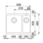 Franke KBG160 Kubus 花崗岩 檯底 雙昇盆 (黑色)