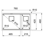 Franke KNG120-SG Kubus 2 花崗岩 檯底式雙昇盆 (岩灰色)