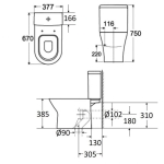 Roca 34124N+342616+80NA12 Atis 自由咀分體座廁配歐樂油壓板套裝 (不包含風琴喉)