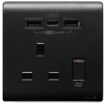 M2K TC105APC3-B Type-C 3.1A 單位USB 電掣插座 (黑色)