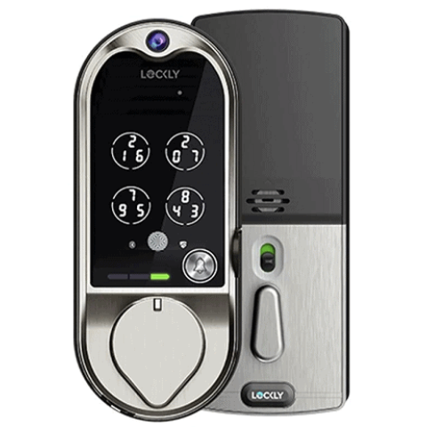 Lockly PGD798-SG Vision PIN Genie™ 專利防偷窺按鍵 + 智能門鈴 + 3D指紋 + 藍牙 + 鎖匙 電子門鎖 (緞面鎳色)