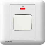 Siemens 西門子 5TA01633PC01 45A 單位雙極開關掣 帶霓虹燈指示器(白)