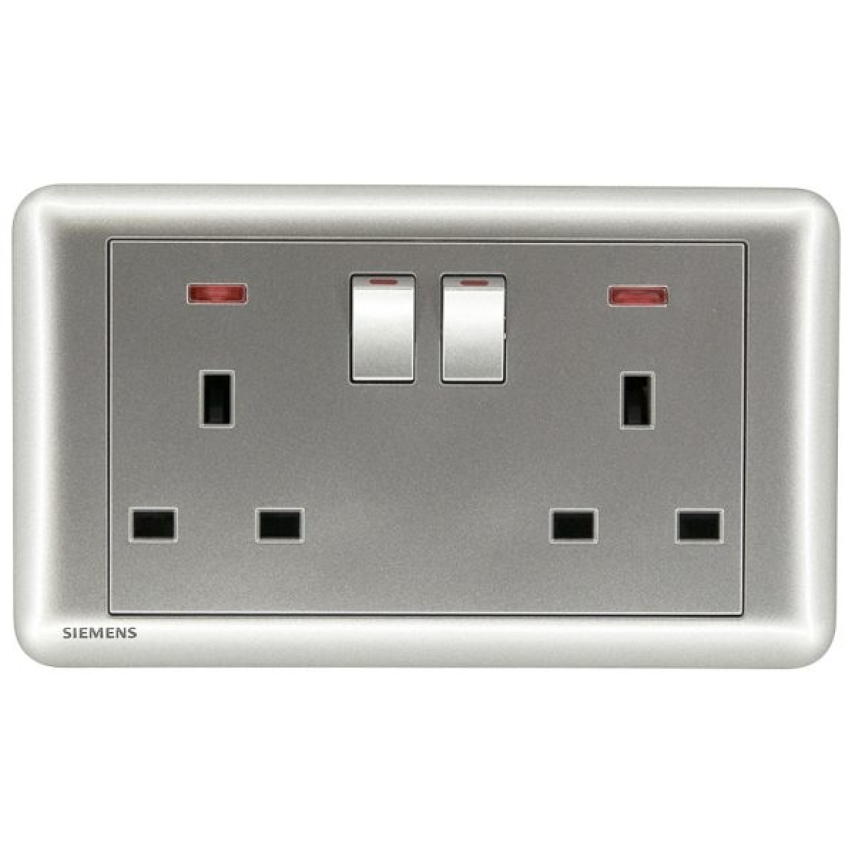 Siemens 西門子 5UB01233PC02 13A 雙位開關插座(帶霓虹燈指示器)(銀)