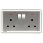 Siemens 西門子 5UB01233PC02 13A 雙位開關插座(帶霓虹燈指示器)(銀)