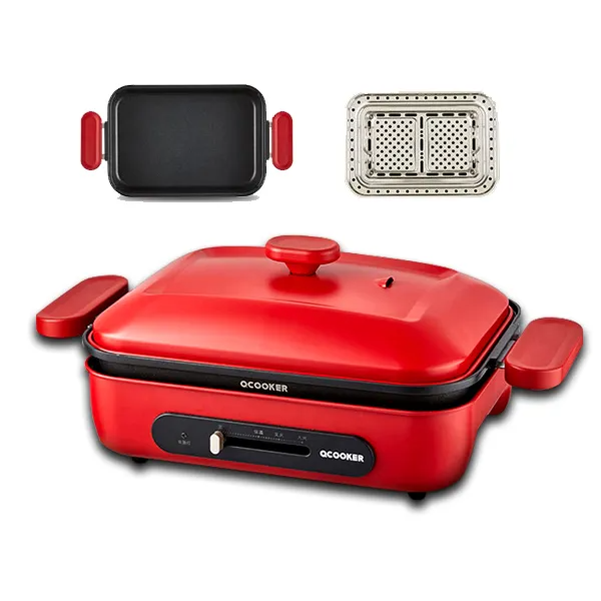 Ocooker 圈廚 CR-LL01T-A-RD 32厘米 1000W 多功能煎烤盤 連煎架配件 (紅色) Ocooker 圈廚 CR-LL01T-A-RD 32厘米 1000W 多功能煎烤盤 連煎架配件 (紅色)