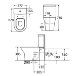 Roca 34124N+342616+804035005 Atis 自由咀分體座廁配電子廁板(時尚型)套裝 (不包含風琴喉)