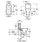 Roca 341991+342997+8019D200B Debba 高咀分體座廁配SUPRALIT®油壓廁板套裝 (不包含風琴喉)