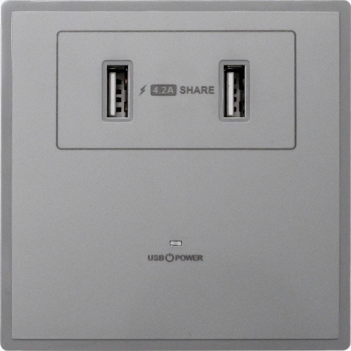 M2K AP102MF-G 4.2A 單位 單蘇 2 USB 插座 (2USB系列 ) (灰色)