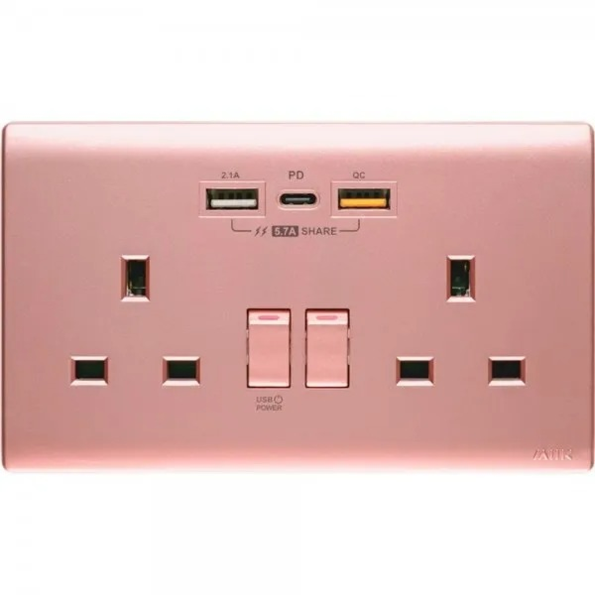 M2K PD202APC5-CP PDQC TYPE C/USB 電掣插座 (孖蘇) 5.7A (粉紅) M2K PD202APC5-CP PDQC TYPE C/USB 電掣插座 (孖蘇) 5.7A (粉紅)