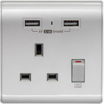 M2K AP-105APC3-S 3.1A 單位 單蘇 2 USB 電掣插座 (色彩系列 ) (銀色)