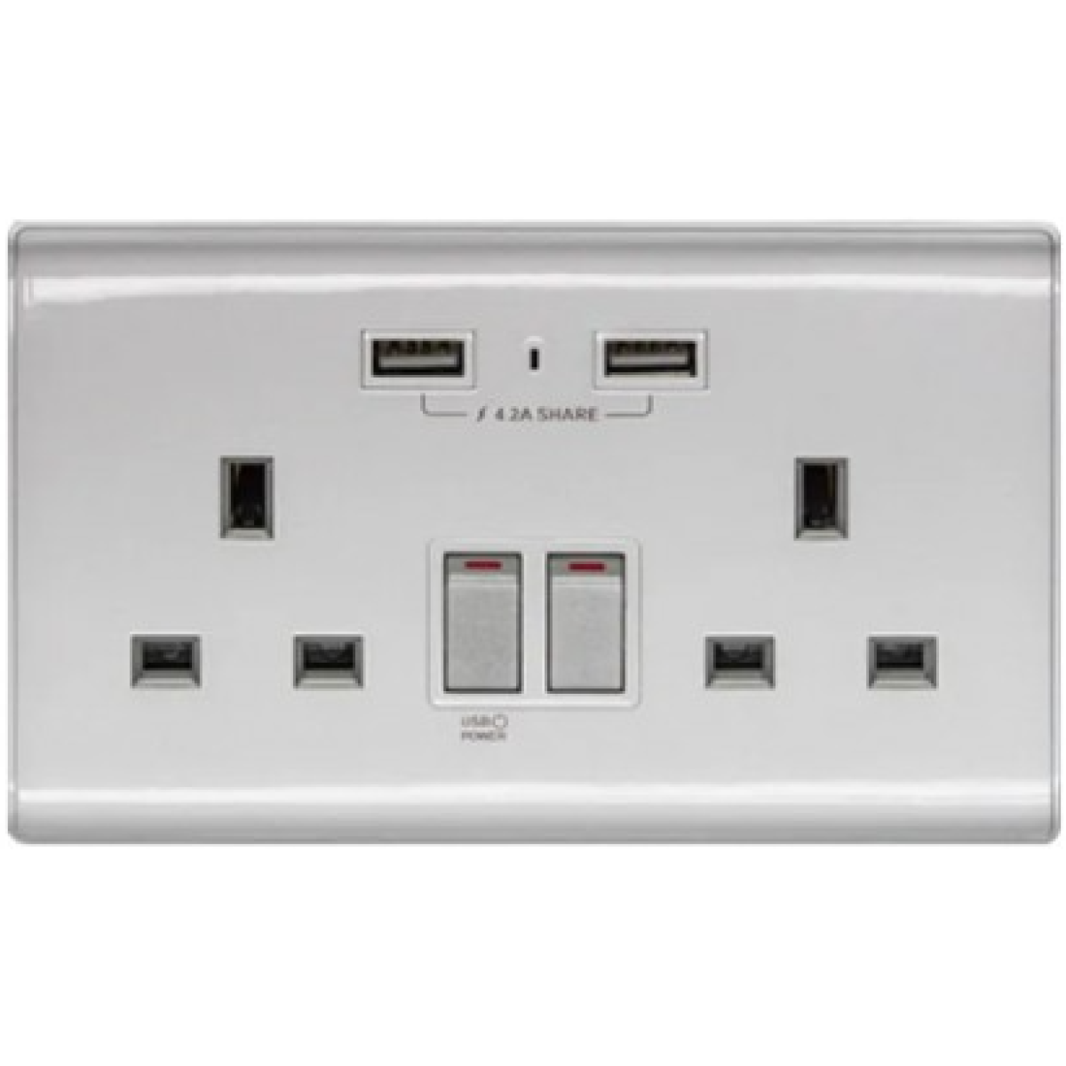 M2K AP-202APC4-S 4.2A 雙位 孖蘇 2 USB 電掣插座 (色彩系列) (銀色)