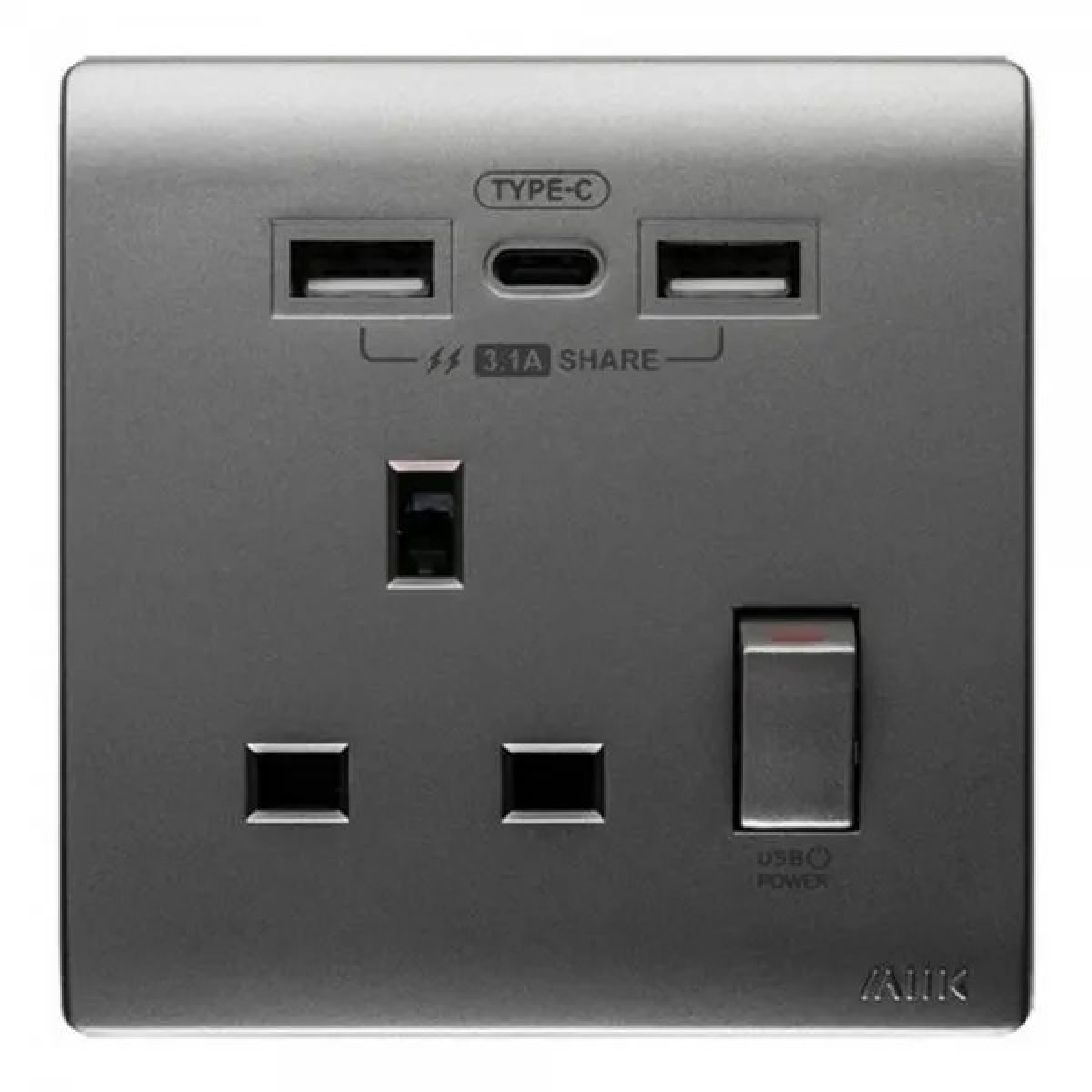 M2K TC105APC3-G Type-C 3.1A 單位USB 電掣插座 (灰色)