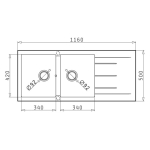 Pyramis 百利美 070038211 Alazia 花崗岩廚房昇盤 (116x50) 2B 1D (銀灰色)
