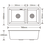 Kitco FQ-800-WH 石英雙鋅盆 (白色) (795 x 430mm)