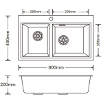 Kitco FQ-810-PL 石英雙鋅盆 (珍珠灰色) (800 x 490mm)