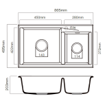 Kitco H8107-BK 石英雙鋅盆 (黑色) (865 x 495mm)