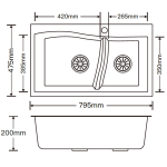 Kitco XW-810-WH 石英雙鋅盆 (白色) (795 x 475mm)