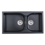 Kitco XW-880-BK 石英雙鋅盆 (黑色) (870 x 475mm)