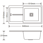 Kitco MQ-940-WH 石英鋅盆 (白色) (940 x 510mm)