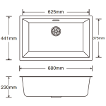 Kitco FQ-680-BK 石英鋅盆 (黑色) (680 x 441mm)