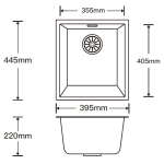 Kitco NET-400-BK 石英鋅盆 (黑色) (395 x 445mm)