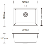 Kitco XW580-WH 石英鋅盆 (白色) (560 x 480mm)