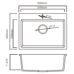 Kitco XW6045-BK 石英鋅盆 (黑色) (600 x 450mm)