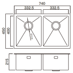 Kitco R10-4118 不鏽鋼雙鋅盆 (740 x 450mm)