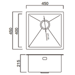 Kitco R10-4328 不鏽鋼鋅盆 (450 x 450mm)
