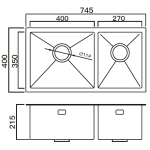 Kitco R10-4428 不鏽鋼雙鋅盆 (745 x 400mm)