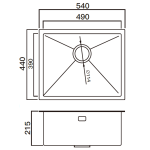 Kitco R10-4208 不鏽鋼鋅盆 (540 x 440mm)