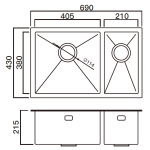 Kitco R10-4468 不鏽鋼雙鋅盆 (690 x 430mm)