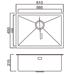 Kitco R10-4308 不鏽鋼鋅盆 (610 x 450mm)