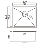 Kitco R10-4318 不鏽鋼鋅盆 (500 x 440mm)