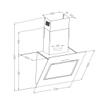 Baumatic BES710BGL 70厘米 1200m³/h 黑魂系列 傾斜煙囪式抽油煙機 (黑色) (隱藏式油杯設計 + 可內循環抽風模式)