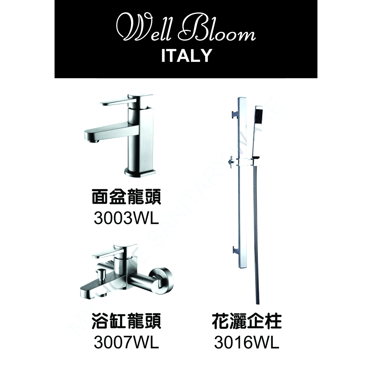 Well Bloom Italy 300WL 不銹鋼拉絲龍頭套裝