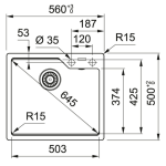 Franke UBG610-56-GE Urban 花崗岩 檯面單昇盆 (石墨色)