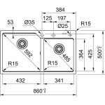 Franke UBG620-86-OX Urban 花崗岩 檯面雙昇盆 (瑪瑙黑色)