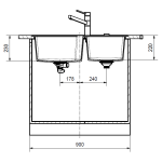 Franke UBG620-86-OX Urban 花崗岩 檯面雙昇盆 (瑪瑙黑色)