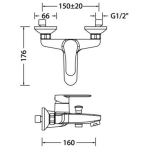 Walrus WR-E11215M-CC Kappa 明牆單控浴缸水龍頭 (鍍鉻色)