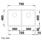Blanco 523575 Subline 350/350-U 雙盆昇盤 (炭石灰色 Rock Grey)