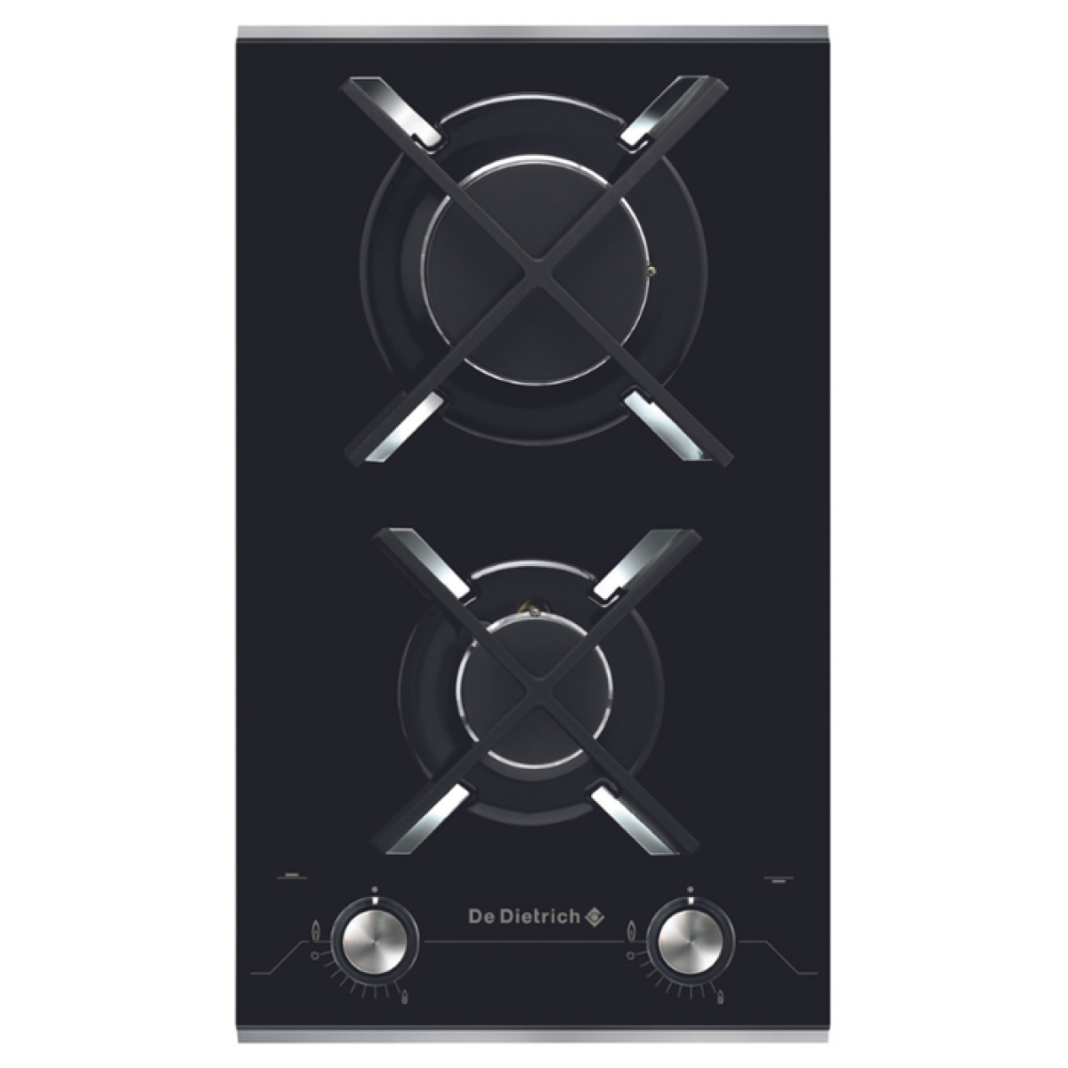 De Dietrich DTG1410X(LPG) 30厘米 嵌入式雙頭石油氣煮食爐 (黑色鋼化玻璃配不銹鋼 + 黑色鑄鐵鍋支架)