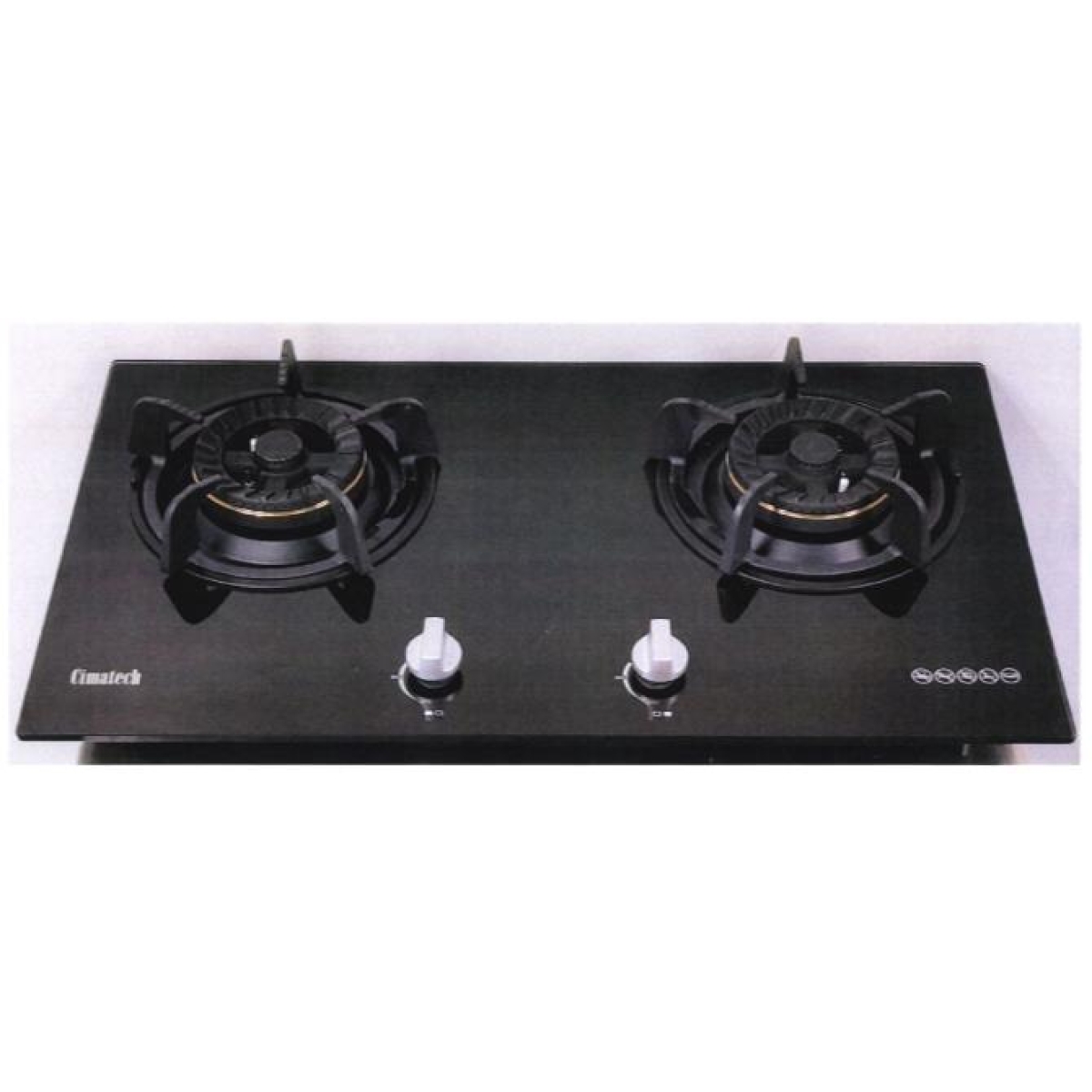 Cimatech 高德 CG74D2-LPG 75厘米 嵌入式雙頭石油氣爐 (鋁+黃銅爐頭 + 密封式爐頭設計)