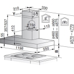 V-Zug DWPQ12LG 120厘米 1085m³/h DWPQ 煙囪式抽油煙機 (長煙囪)
