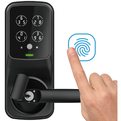 Lockly PGD628F-MB Secure Plus PIN Genie™ 專利防偷窺按鍵+3D指紋+藍牙+鎖匙 智能斜舌電子門鎖 (啞黑色)