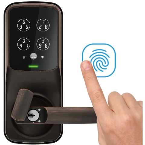 Lockly PGD628F-VB Secure Plus PIN Genie™ 專利防偷窺按鍵+3D指紋+藍牙+鎖匙 智能斜舌電子門鎖 (威尼斯古銅色)