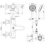 Kohler K-72282T-4-BL Aleo 掛牆式浴缸淋浴龍頭 (霧黑色) (包括多功能手持花灑及插座)