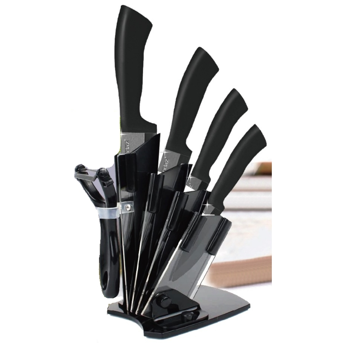 GrandaZ GD-KS0008-BK 5合1專業陶瓷刀套裝 (連刀架) (黑色)